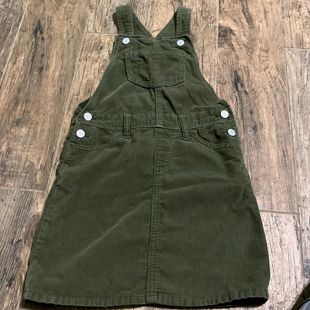 Old Navy Courderoy Olive Green Dress with Adjustable shoulders- EUC